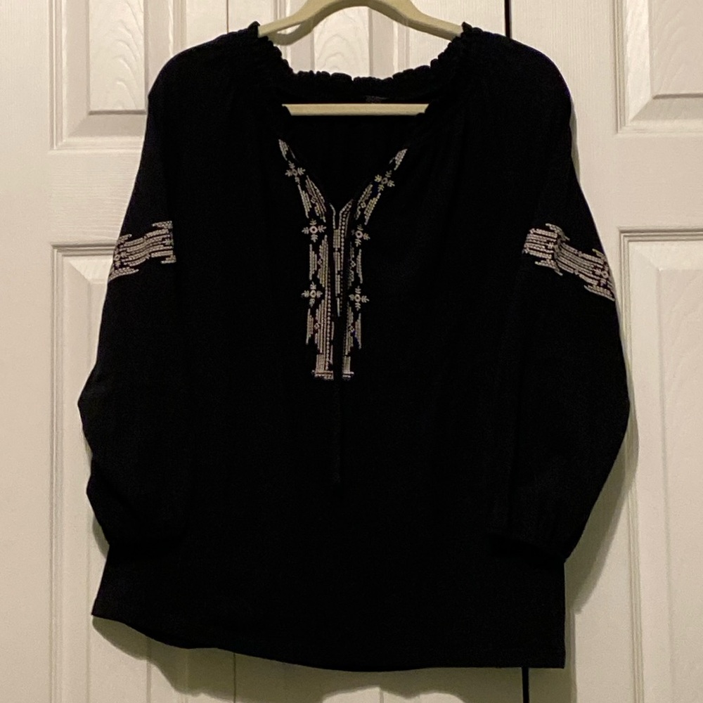 Bohemian, Jersey Knit, Embroidered Top